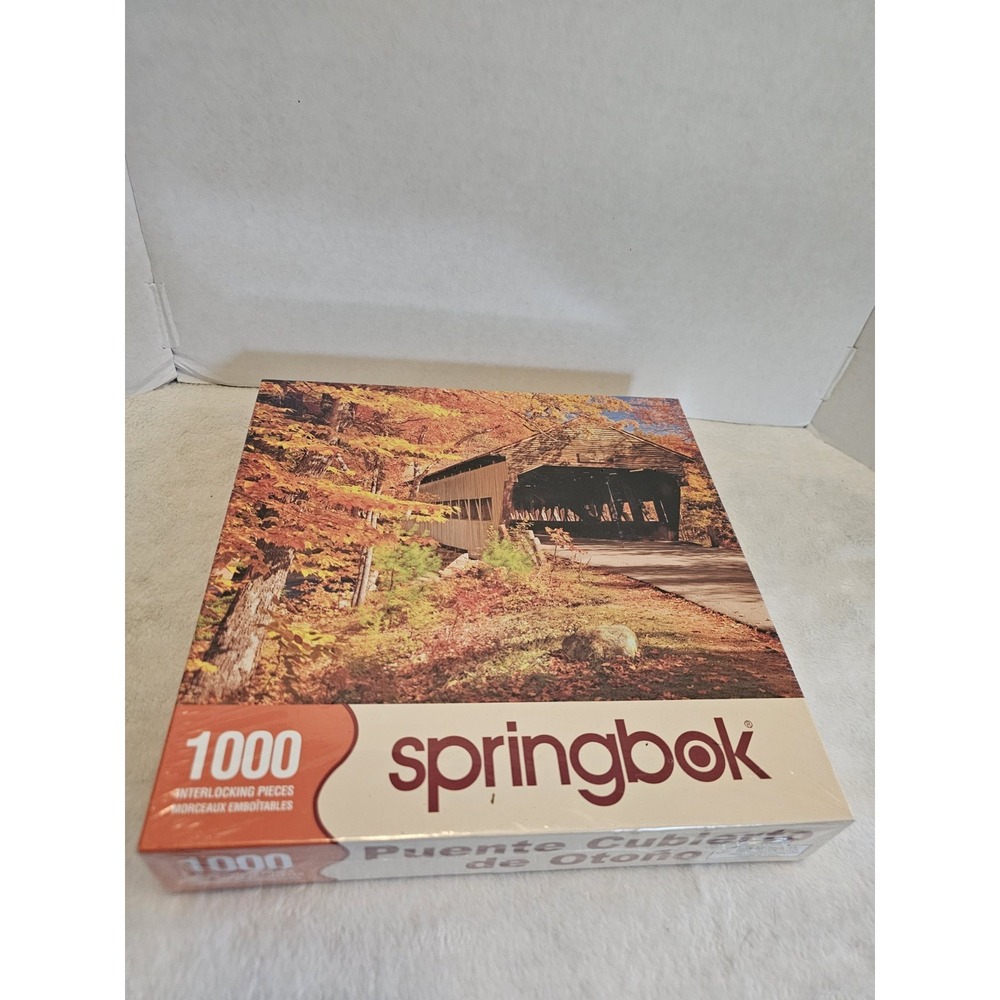 Springbok 1000 PC Jigsaw Puzzle Autumn Covered Bridge New‎ Sealed
